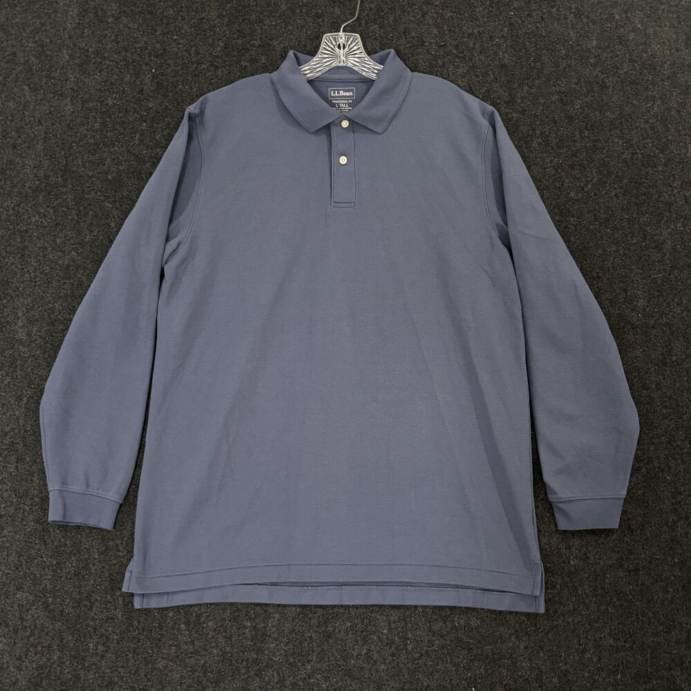 LL Bean Polo Shirt Men's Large Tall Blue Traditional Fit Cotton Casual